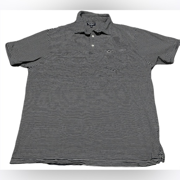 Fish Hippie Co. Polo Collection Short Sleeve Navy/White Striped Polo - Picture 1 of 9